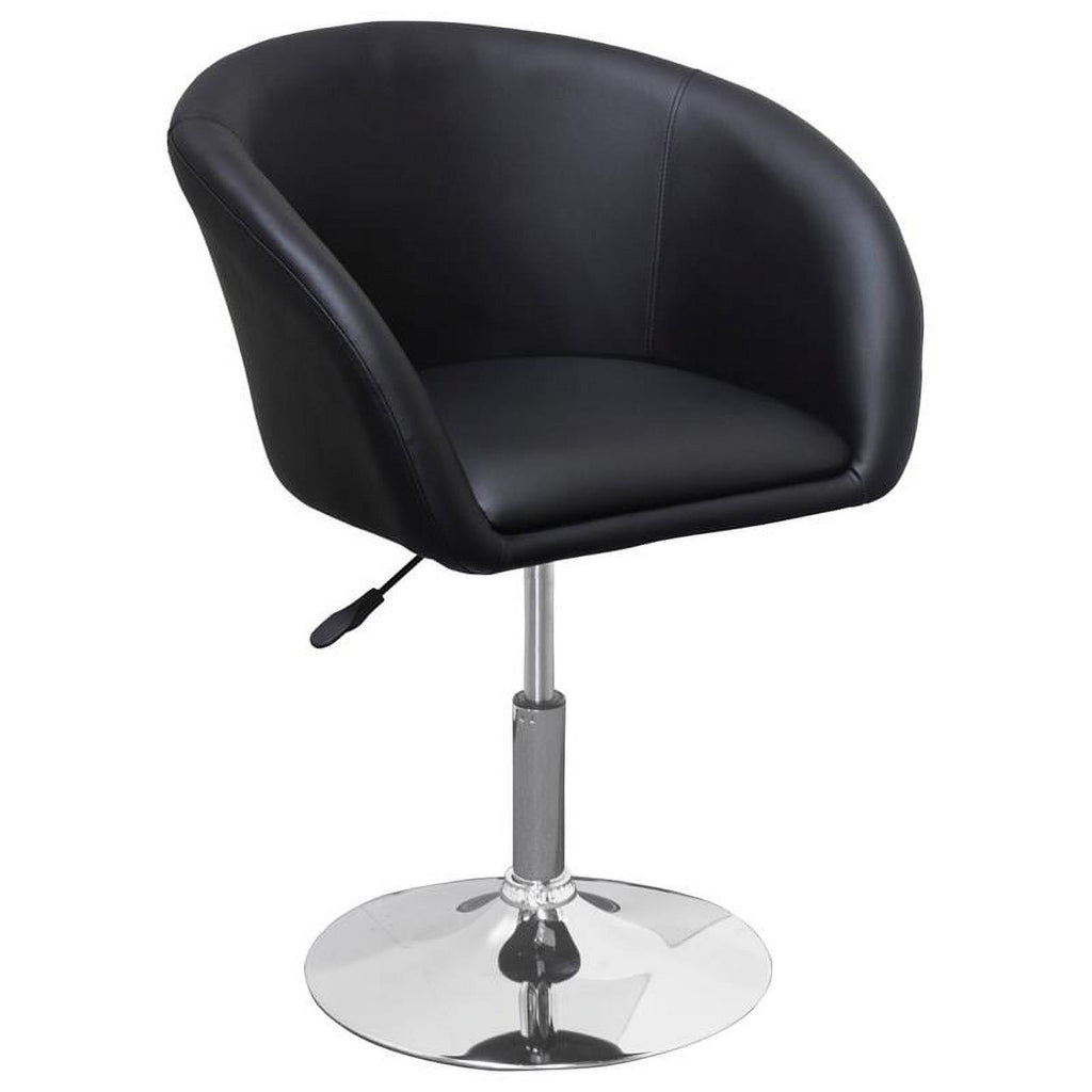 Adjustable Swivel Faux Leather Coffee Chair in Black - Set of 2 E13660