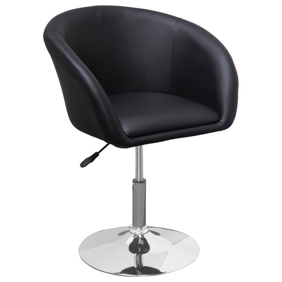 Adjustable Swivel Faux Leather Coffee Chair in Black - Set of 2 E13660