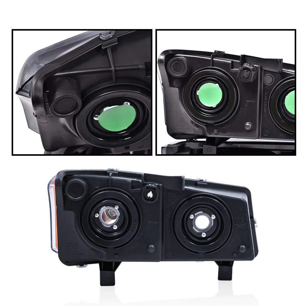 LED Headlight Smoky Lens Black Housing Amber Corner I267
