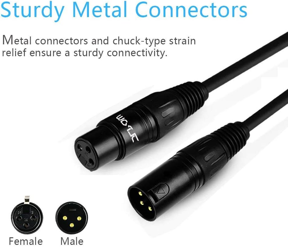 25 ft Flexible DMX Cable, Gold-Plated 3 Pin Signal XLR Male to Female (4 Pack) A402