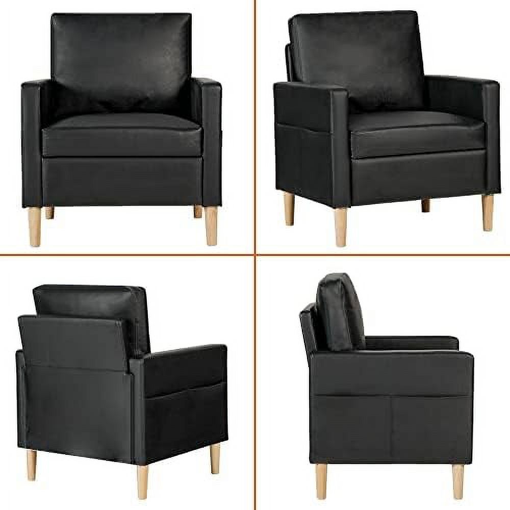 Cream White Faux Leather Single Sofa Chair I831506