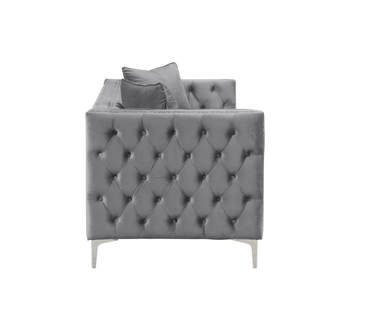 Gray Velvet 3 Pieces Loveseat and 2 Armchairs U44319
