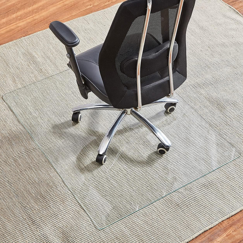 Tempered Glass Chair Mat, 36 x 46, 1/5'' Thick with 4 Anti-Slip Pads R177
