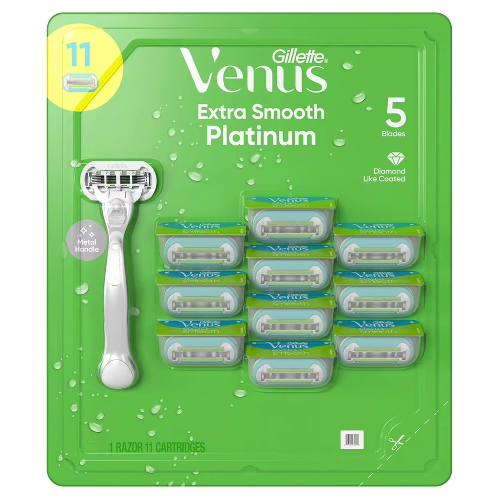 Platinum Extra Smooth Metal Handle Womens Razor 1 Handle + 11 Refills N6481