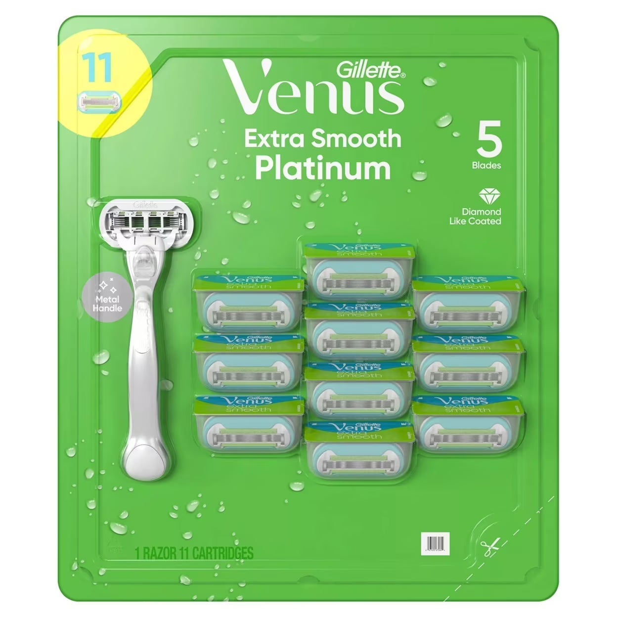 Platinum Extra Smooth Metal Handle Womens Razor 1 Handle + 11 Refills N6481