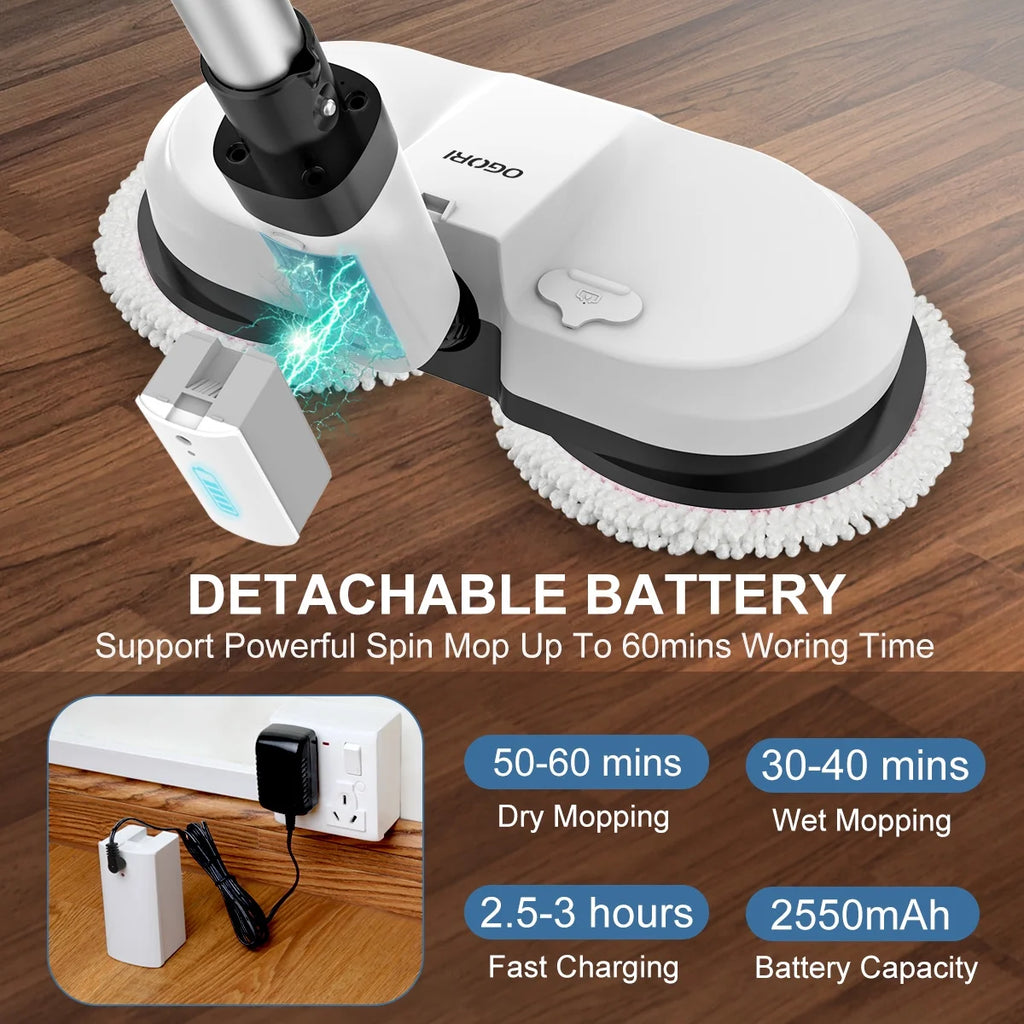 Cordless Electric Spin Mop with 300ml Water Tank and LED Headlight P674