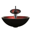 Oil Rubbed Bronze Bathroom Ensemble with Vessel Sink, Waterfall Faucet, Pop-Up Drain T62050