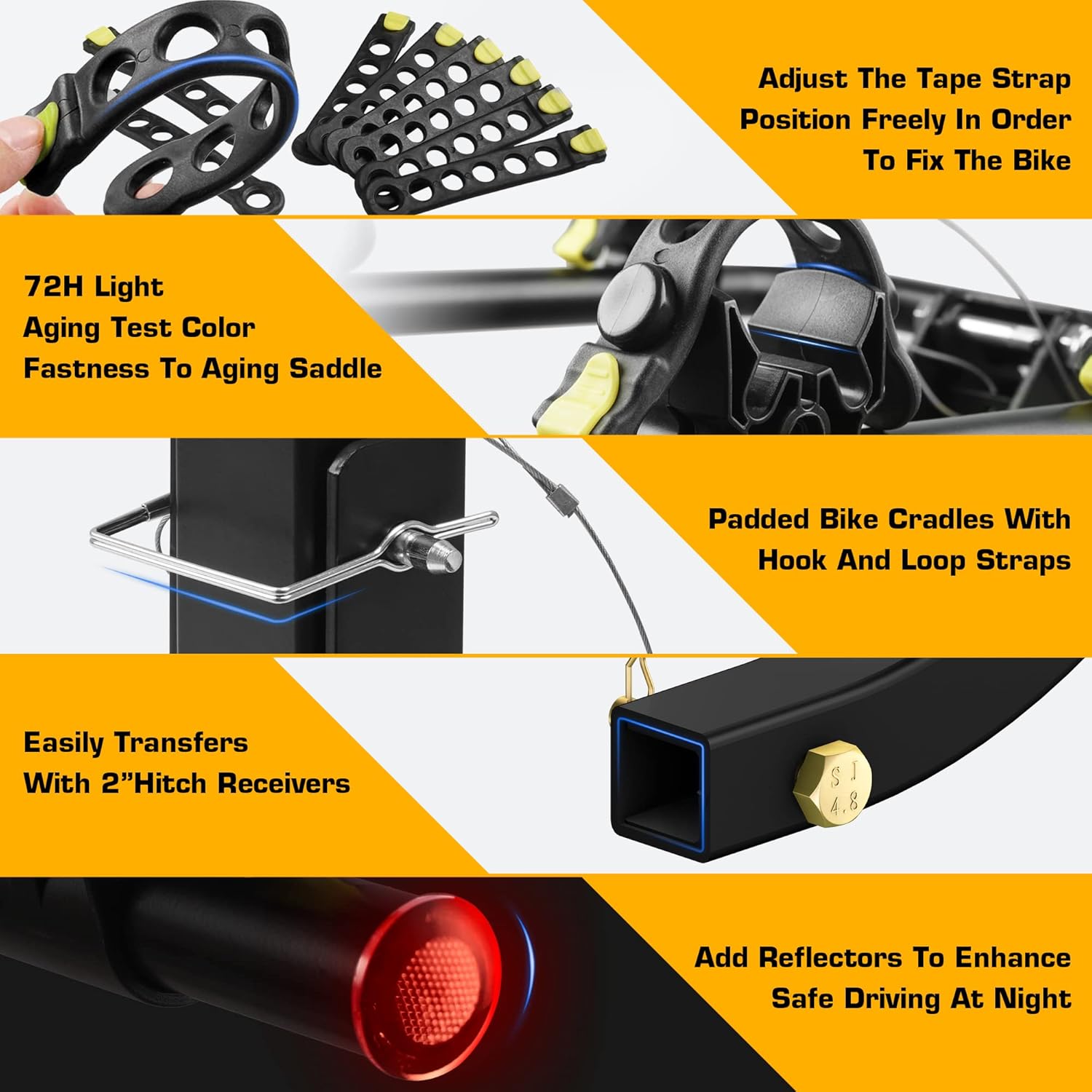 3 Bike Rack, Heavy Duty Rear Hitch Mount Bicycle Carrier with 2 Receiver P861