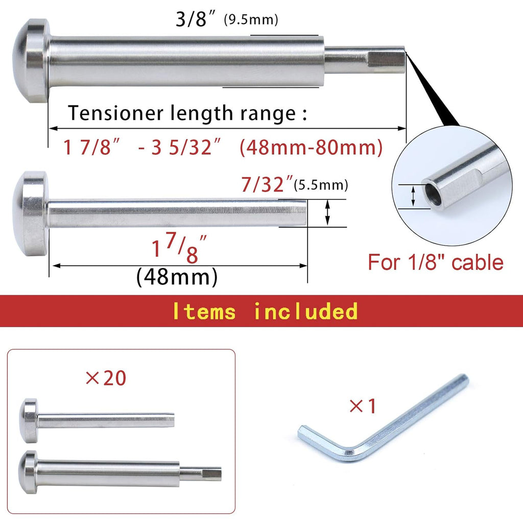 20Pair Cable Railing Kit T316 Stainless Steel Round Head X167307