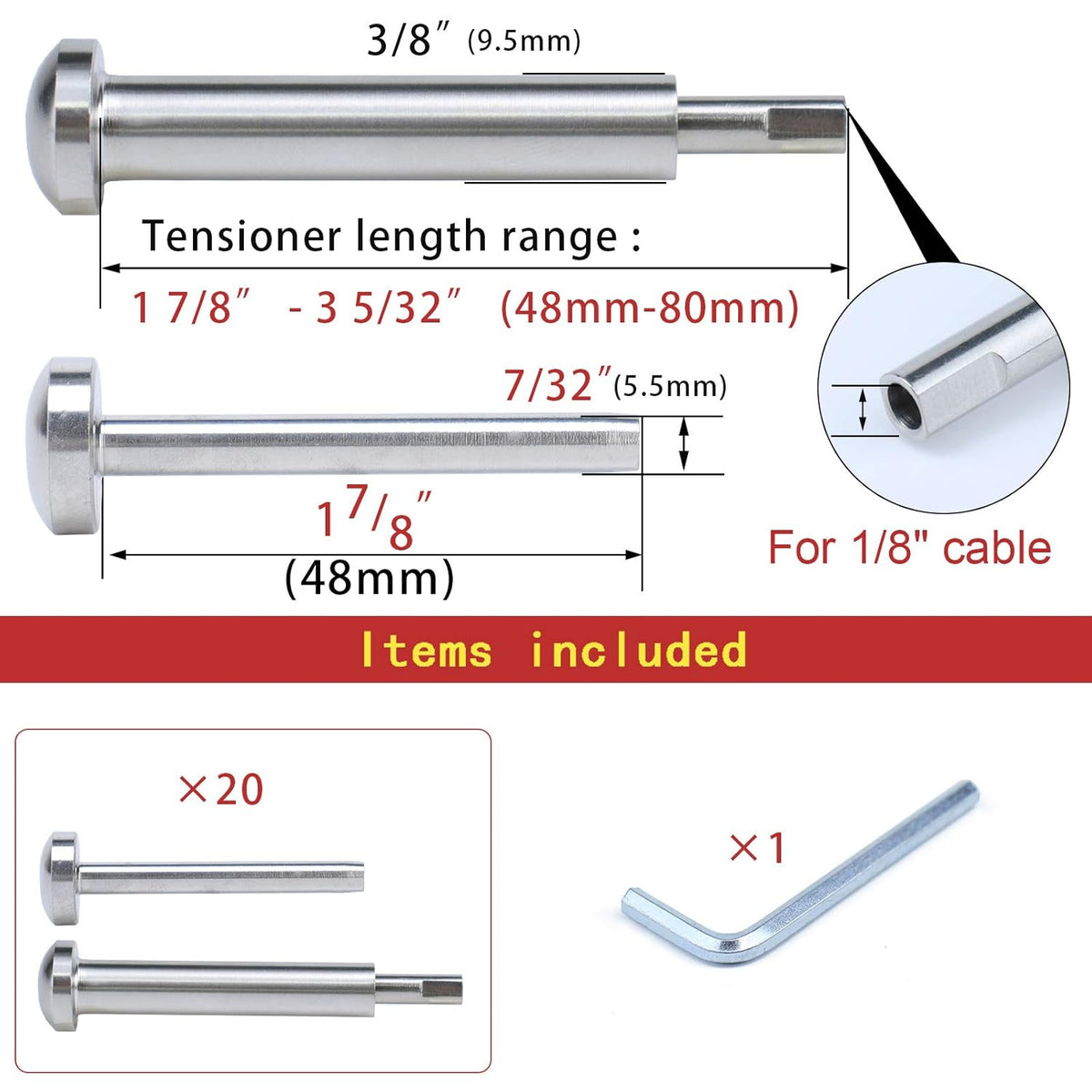 20Pair Cable Railing Kit T316 Stainless Steel Round Head X167307