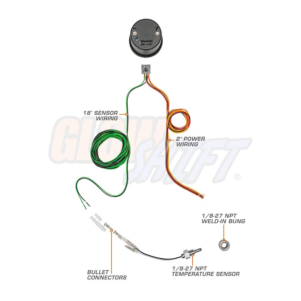 Black 7 Color 250 F Rear Differential Temperature Gauge Kit 2-1/16" 52mm Pack of 2 D9111