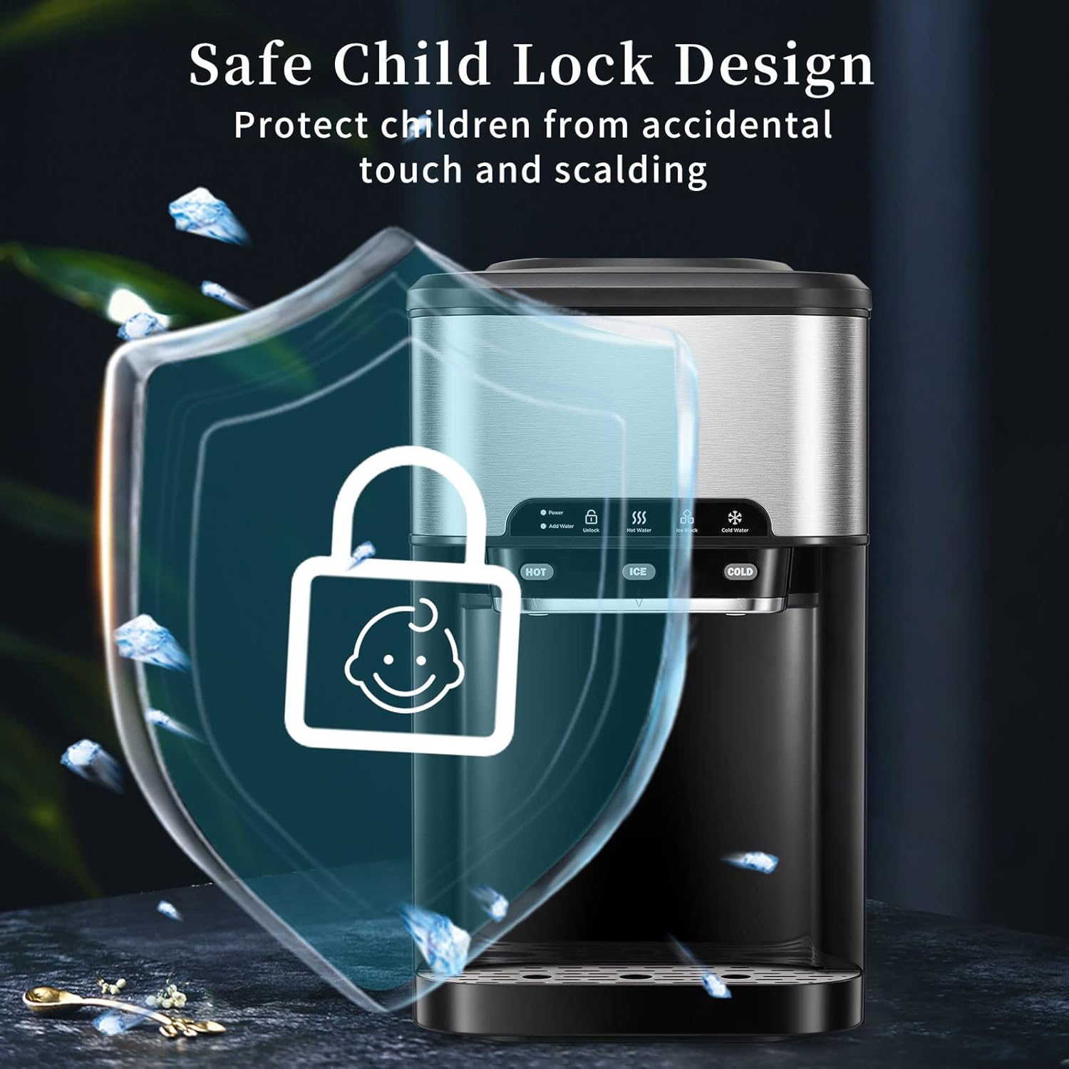 3 in 1 Top Loading Water Cooler Dispenser with Ice Maker N847330