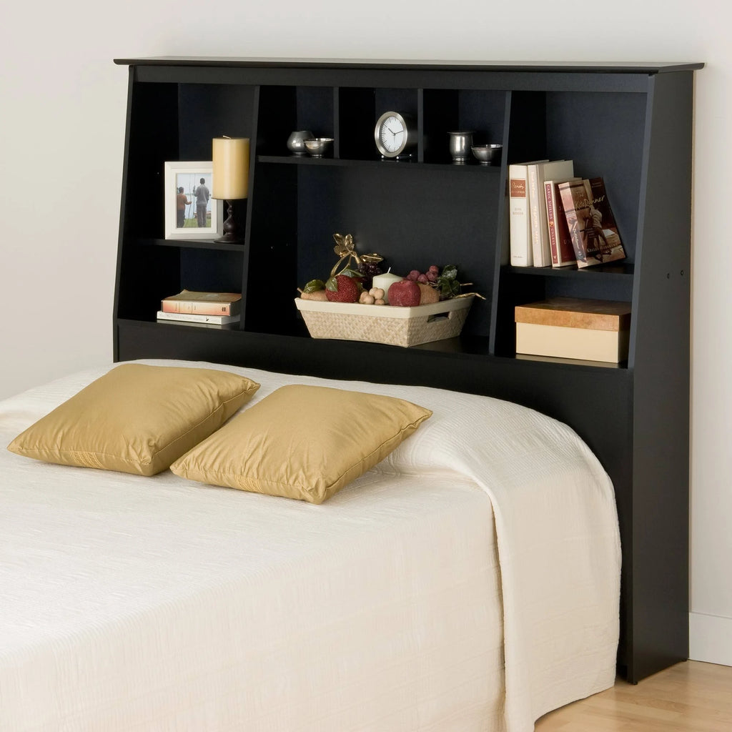 Black Full/Queen Bookcase Headboard Y857