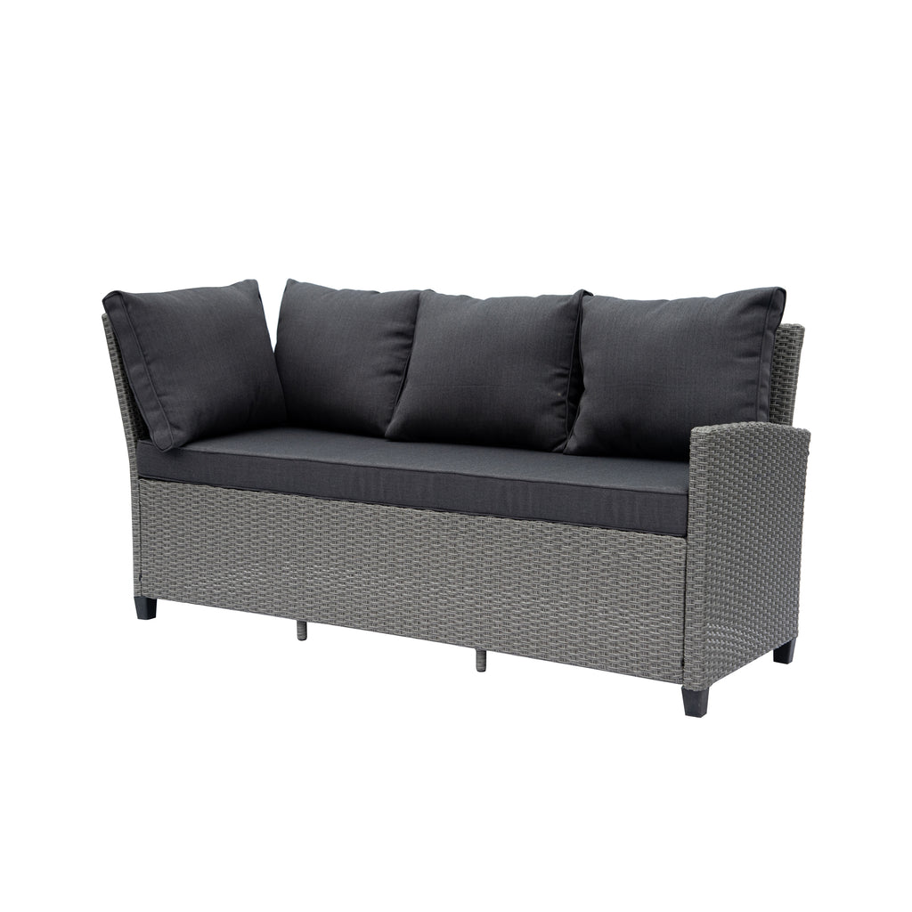 Outdoor Wicker Patio Sectional Sofa & Ottoman Set with Table H866372