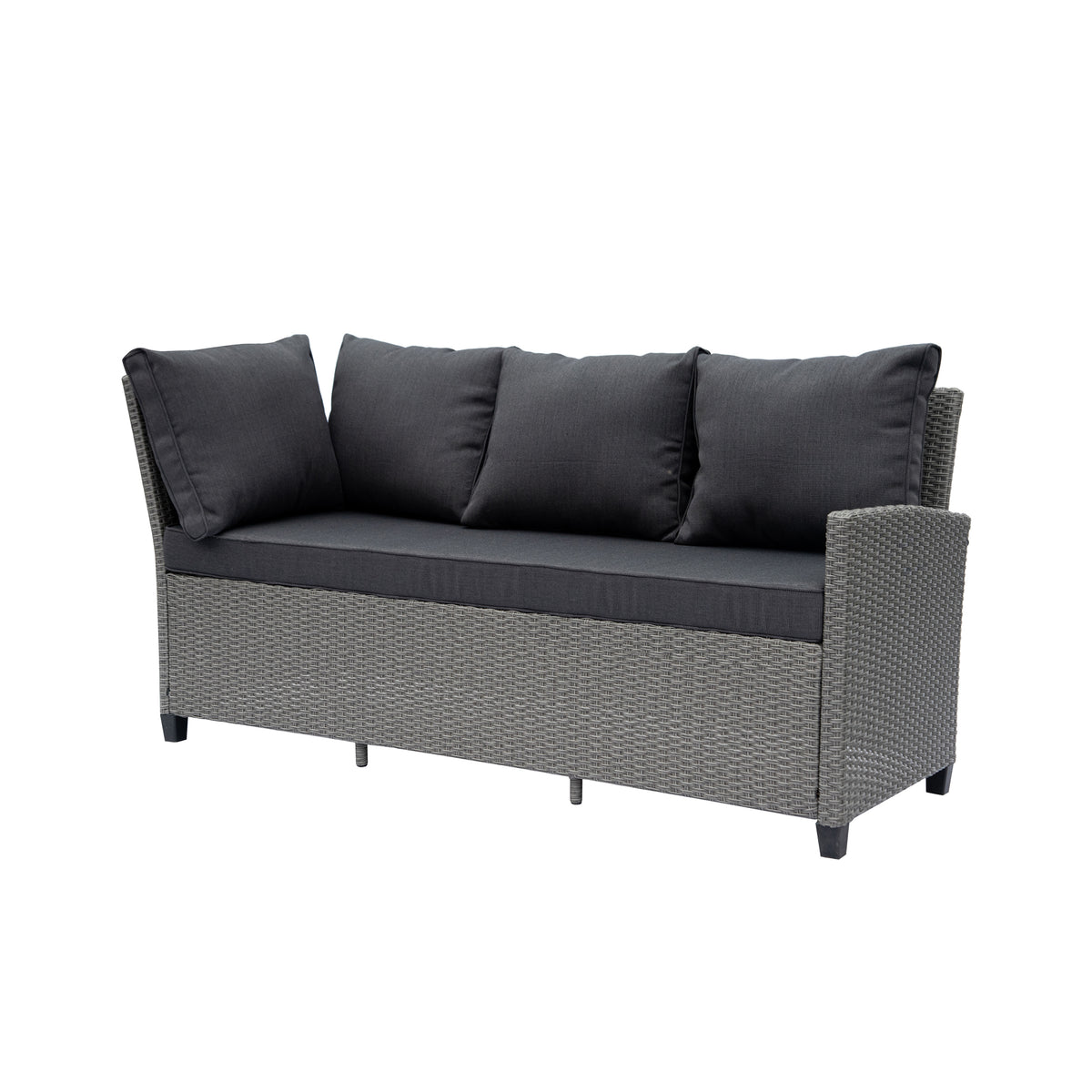 Outdoor Wicker Patio Sectional Sofa & Ottoman Set with Table H866372