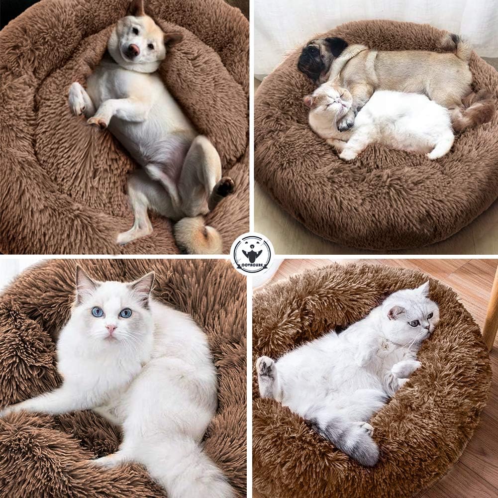 Small Round Washable Calming Dog Bed Pack of 2 D60856