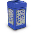 Blue 42-Gallon Square Waste Container with Stainless Steel Panels E1159