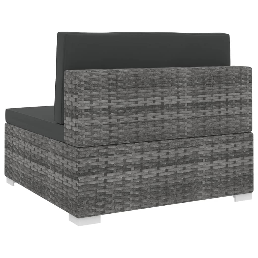 Gray Poly Rattan Sectional Middle Seat with Cushions F5356