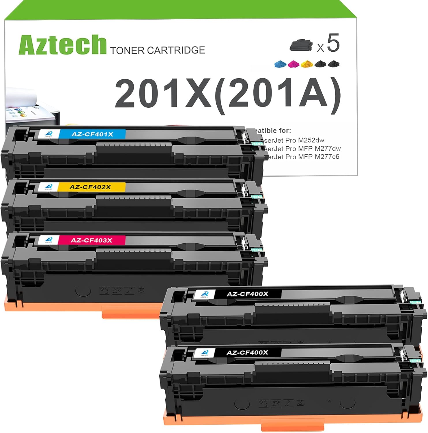 5-Pack Black Cyan Yellow Magenta Toner Cartridge J75824