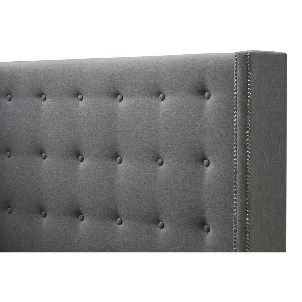 Grey Linen Wingback Storage Bed W186