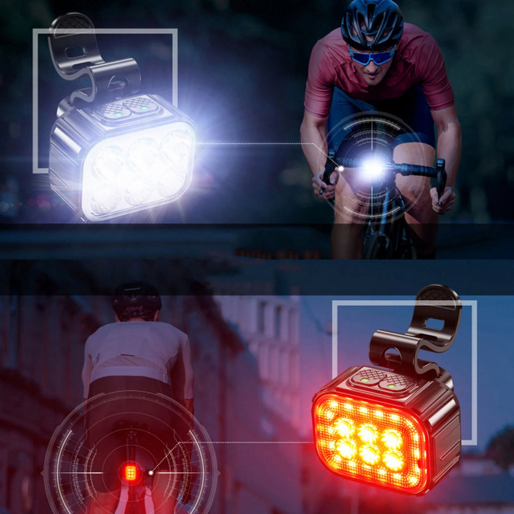 2x USB Rechargeable LED Bicycle Headlight Taillight E222