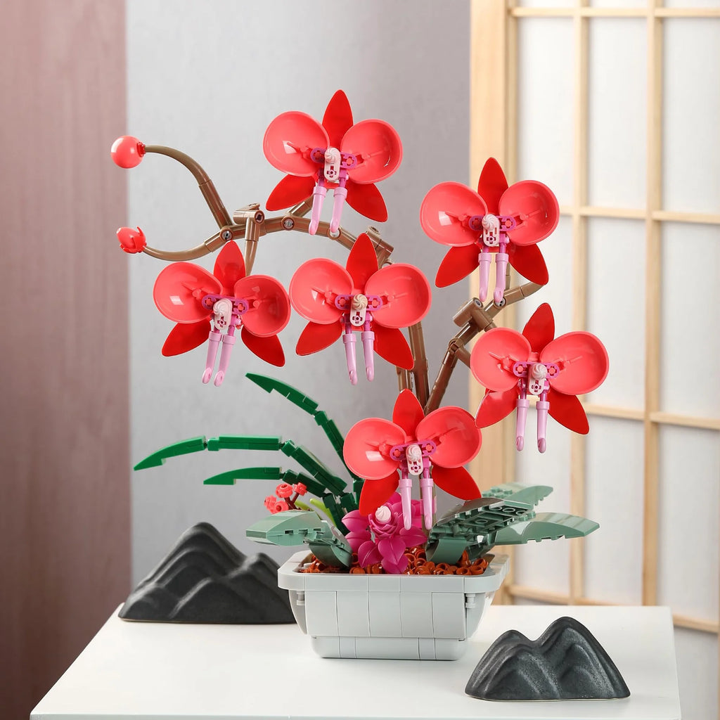 Red Orchid Bouquet Building Block Set S218