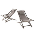 Brown Wood and Canvas Sling Chair Set of 2 Z109