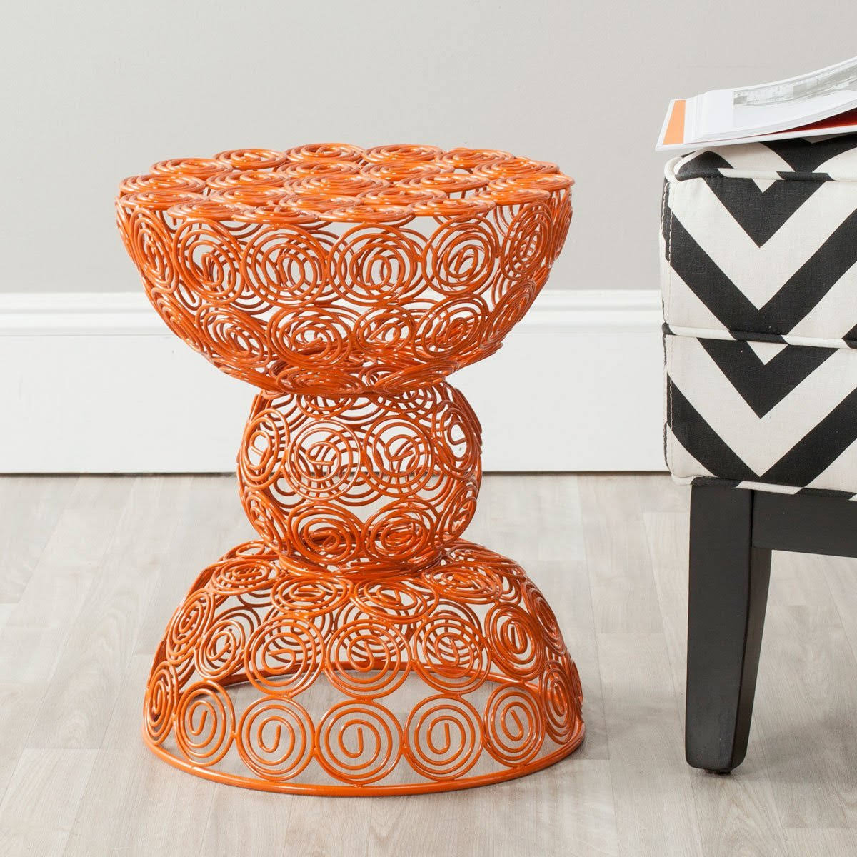 Dark Blue Iron Wire Stool K972783
