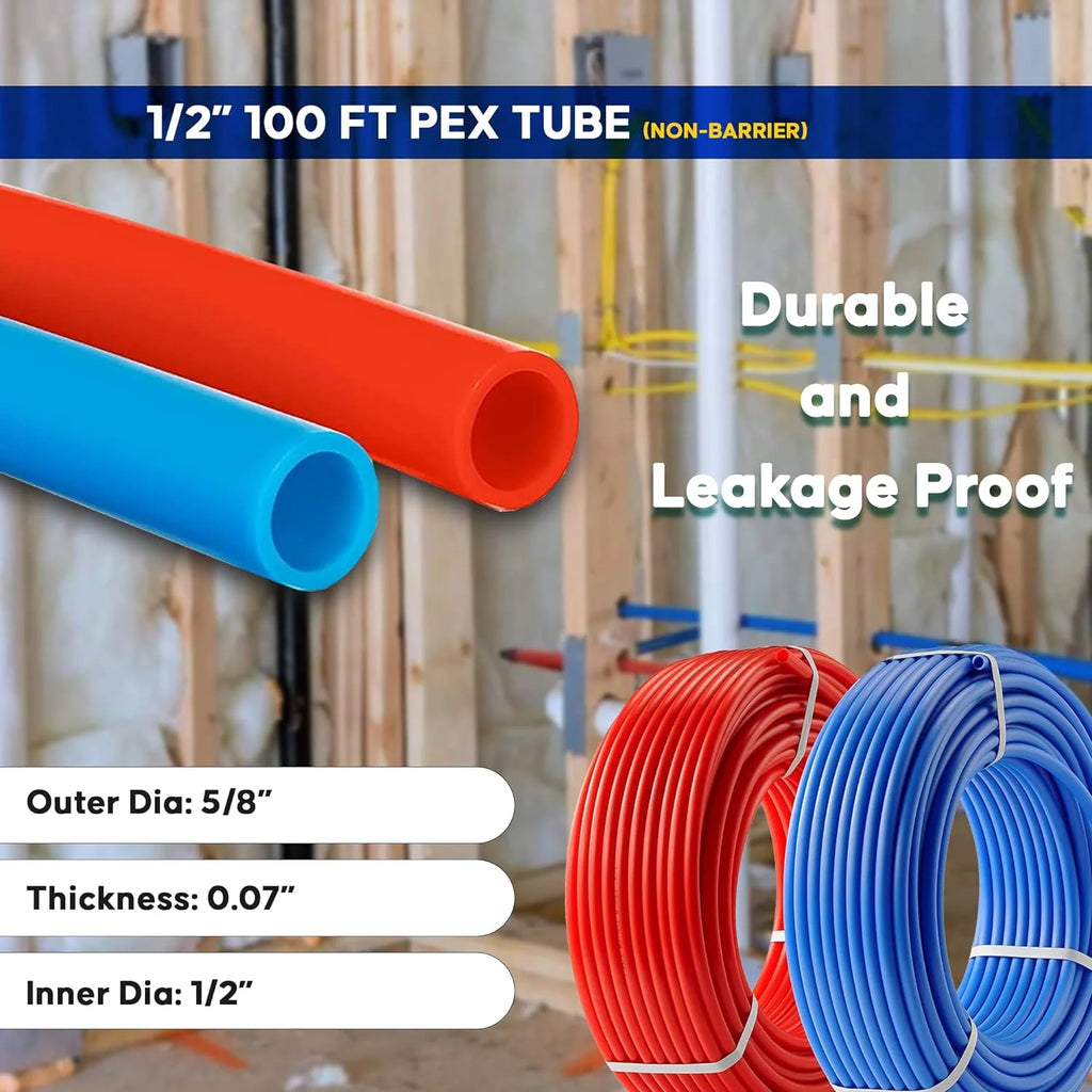 2 Rolls 1/2 Inch X 50 Ft Blue And Red PEX Pipe B932918