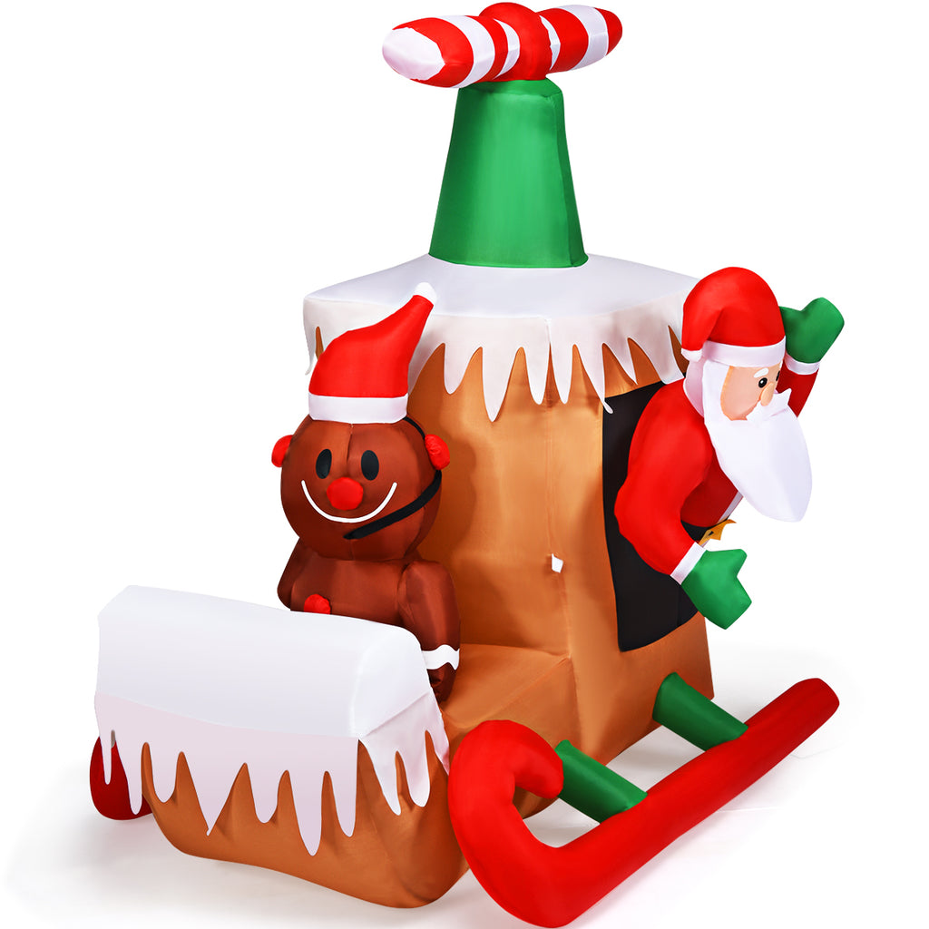 Inflatable Christmas Santa Claus Flying Airplane Decoration with LED Bulbs D7983