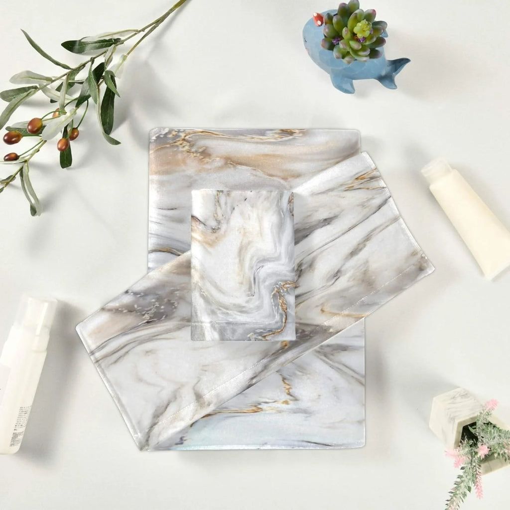 3 Piece Marble Ink Texture Towel Set X45769