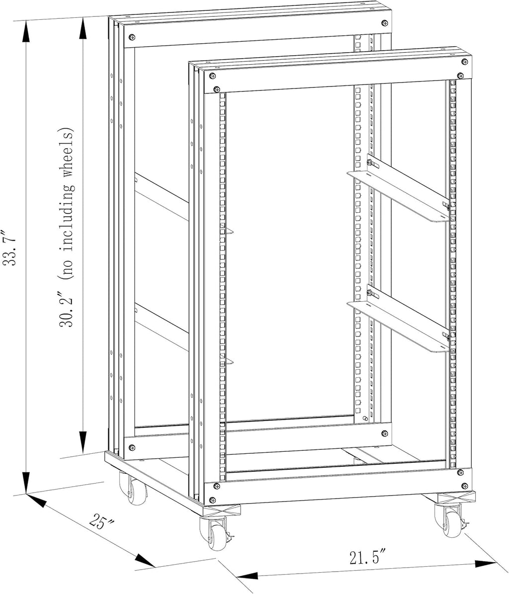 15U 4 Post Open Frame 19inch Steel Rack 24inch Deep S65617