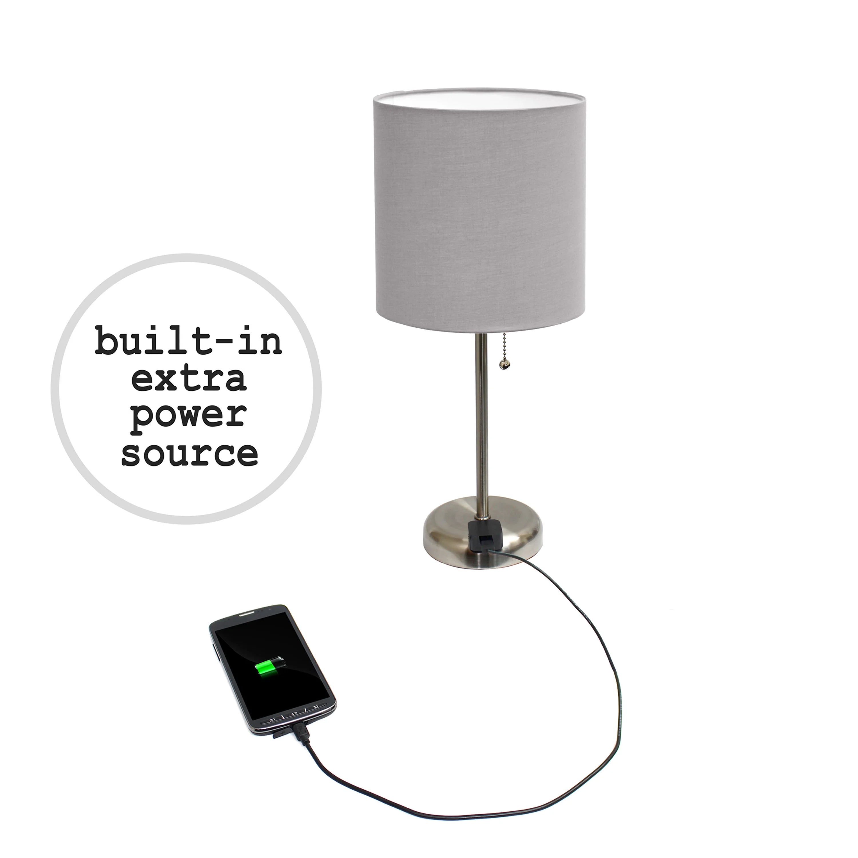 Stick Lamp with Outlet and Fabric Shade Two Pack Set C475014