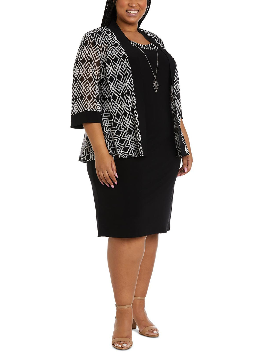 Plus Size Work Midi Shift Dress D919