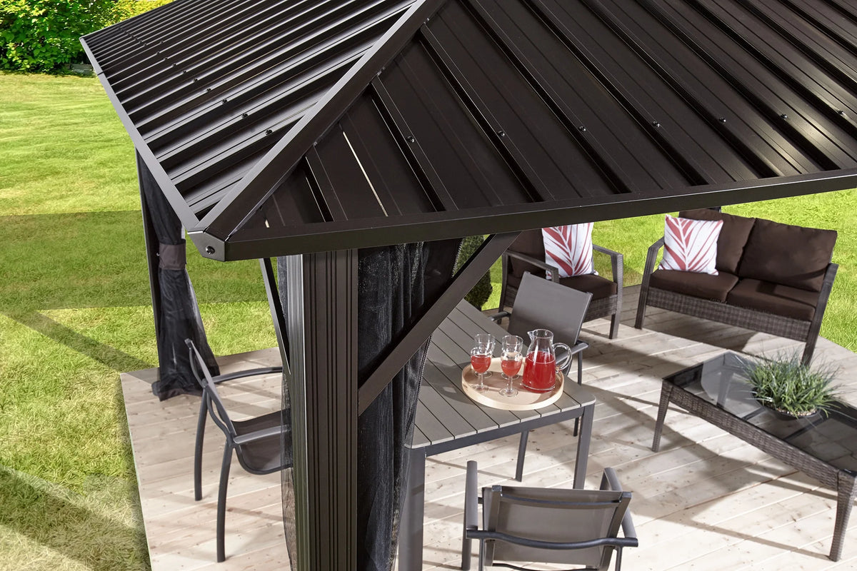 Galvanised Steel Gazebo with Mosquito Netting R886654