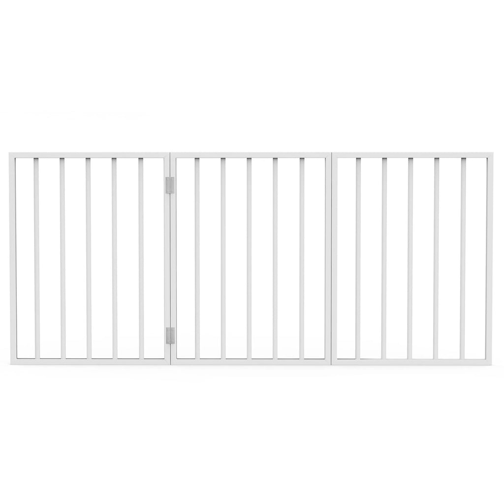 White Wooden Freestanding Folding Accordion Style Dog Gate B741