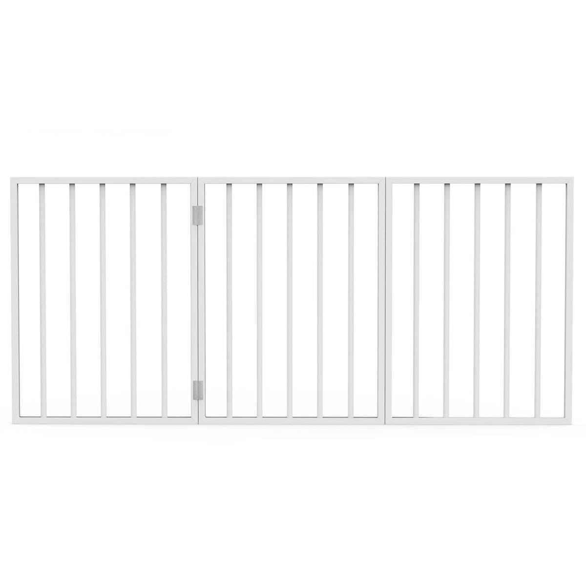 White Wooden Freestanding Folding Accordion Style Dog Gate B741