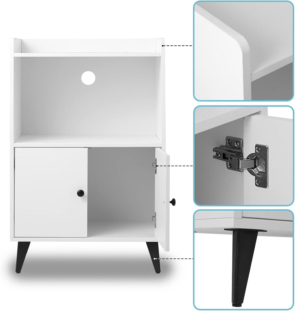 White Microwave Cabinet with Doors, 24x35 C254