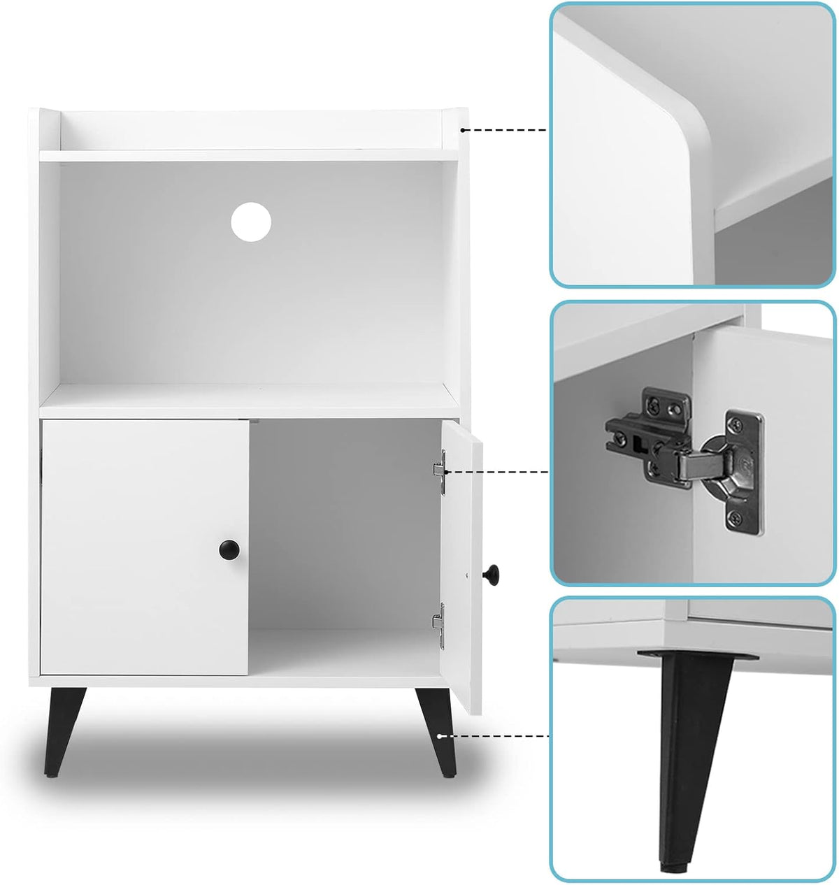 White Microwave Cabinet with Doors, 24x35 C254