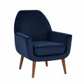 Navy Blue Velvet Arm Chair with Solid Wood Legs S790