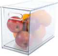 Clear Refrigerator Organizer Bins Stackable Plastic Storage Bins With Pull-Out Drawer E679