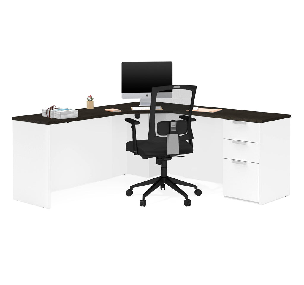 Deep Grey White Corner Desk P71691