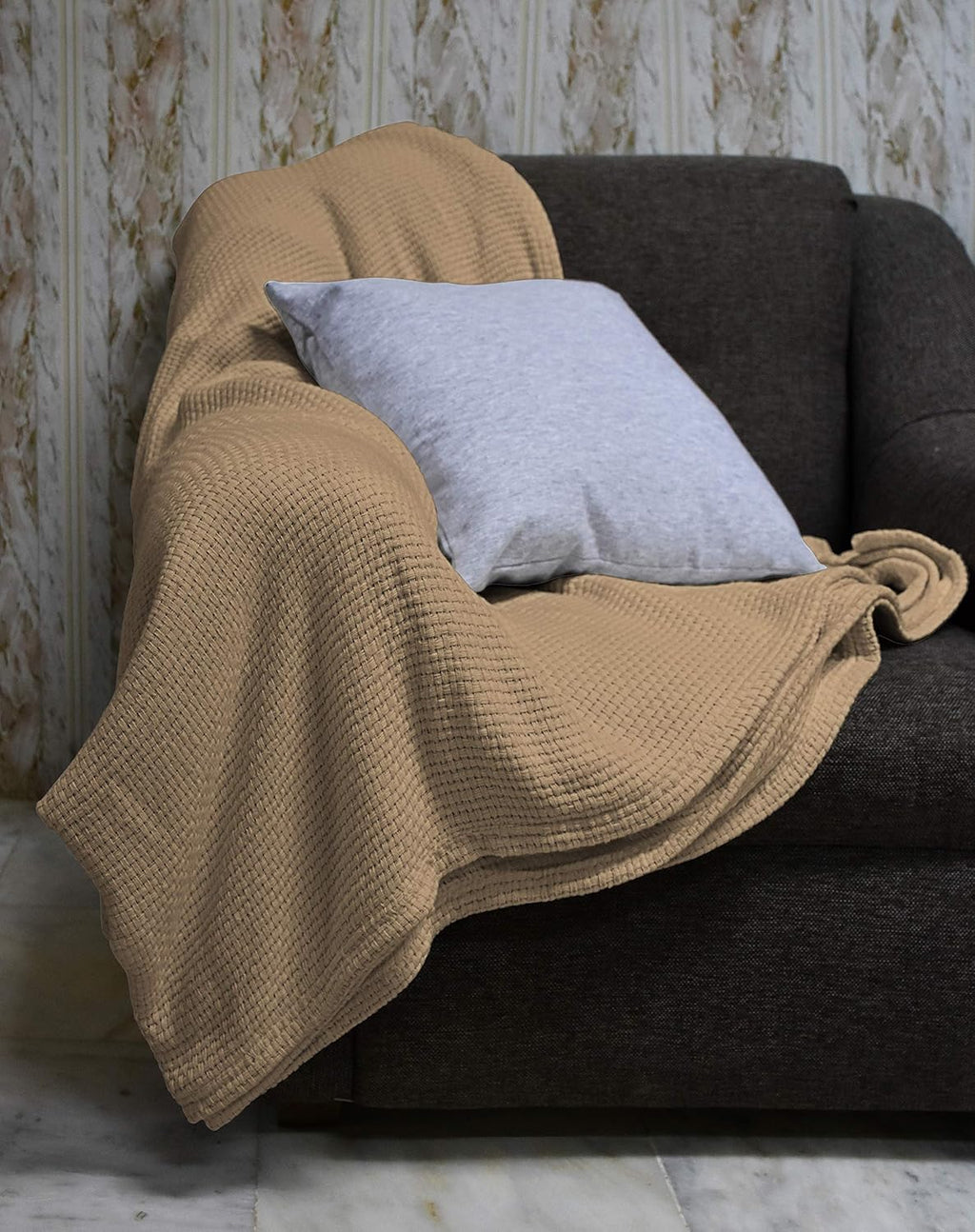 Blue Queen 90”X90” Cotton Basket Weave Blanket S404938