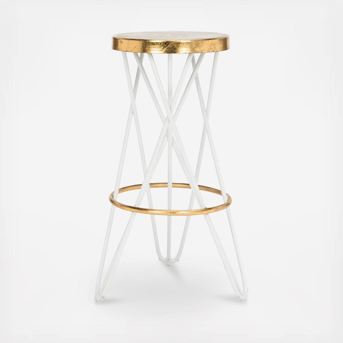 White Gold Leaf Bar Stool Y281