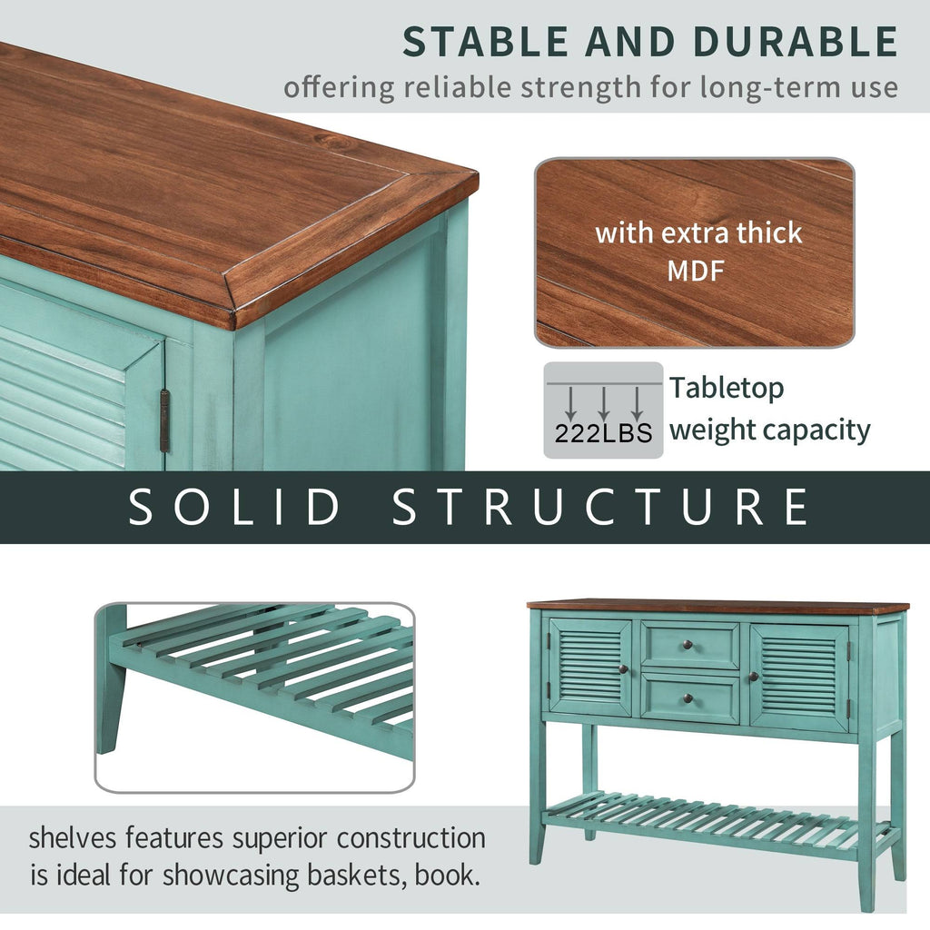 Blue Console Table with 2 Drawers and Bottom Shelf E514888