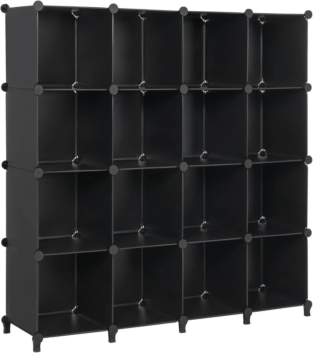 16-Cube Plastic Storage Cabinet Black Pack of 2 F9722