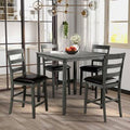 Gray Square Counter Height Wooden Dining Table and 4 Chairs Z1961