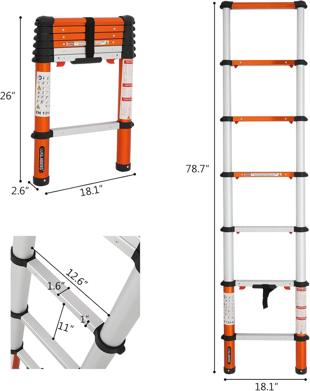 Telescoping Ladder 6.5 Feet 330 Lb Capacity D883883