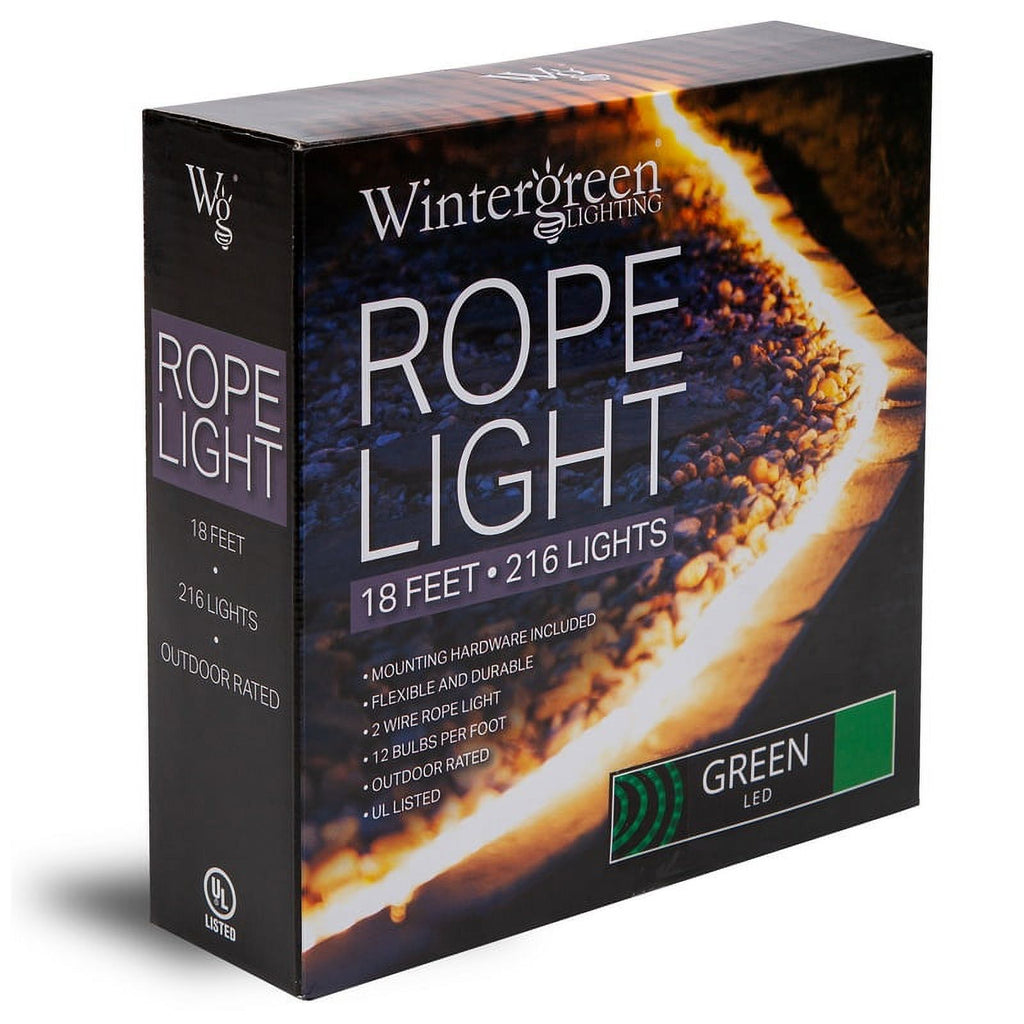 LED Green Rope Light Kit, 216 Lights, Connectable, Mounting Clips Included X694