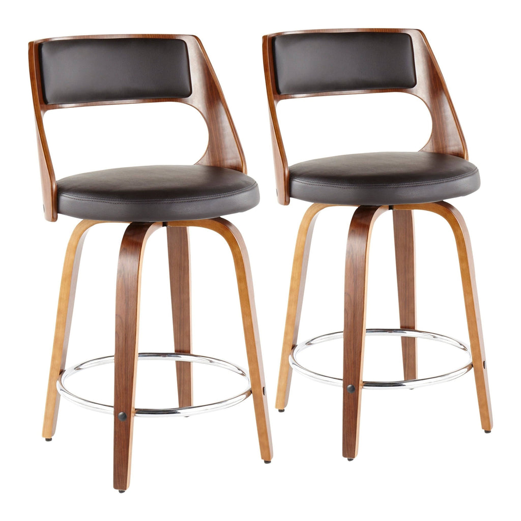White/Cherry Mid-Century Modern Counter Stool (Set of 2) A187
